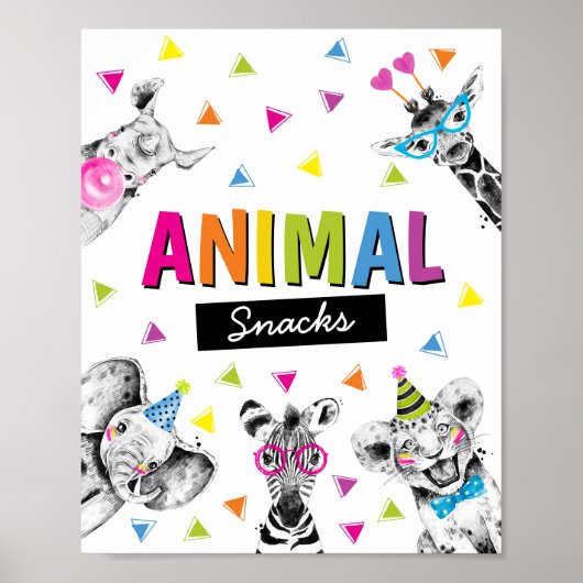 Party Animals Safari Food Animals Snacks Geburtsta Poster (Vorne)