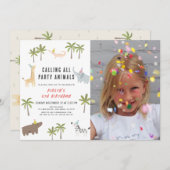 Party Animals Safari Foto Kindergeburtstag Einladung (Vorne/Hinten)