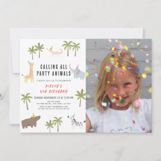 Party Animals Safari Foto Kindergeburtstag Einladung