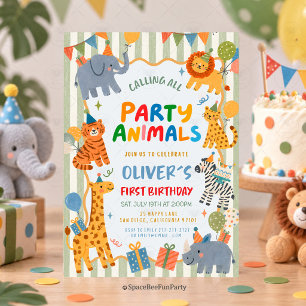 Party Animals Safari Geburtstagseinladung Einladung