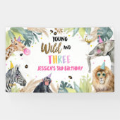 Party Animals Safari Girl Dritter Geburtstag Hinte Banner (Horizontal)