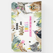 Party Animals Safari Girl Dritter Geburtstag Hinte Banner (Vertikal)
