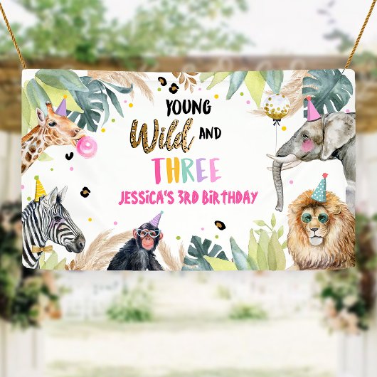 Party Animals Safari Girl Dritter Geburtstag Hinte Banner