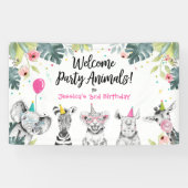 Party Animals Safari Girl Geburtstag Hintergrund Banner (Horizontal)