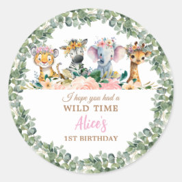 Party Animals Safari Girl Jungle Wild Runder Aufkleber