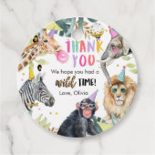 Party Animals Safari Girl Pink Danke Wild Time Geschenkanhänger (Vorderseite)