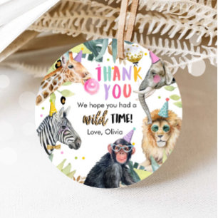 Party Animals Safari Girl Pink Danke Wild Time Geschenkanhänger
