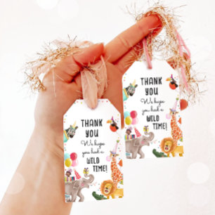 Party Animals Safari Girl Pink Danke Wild Time Geschenkanhänger