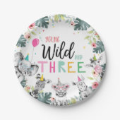 Party Animals Safari Girl Pink Dritter Geburtstag Pappteller (Vorderseite)