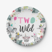 Party Animals Safari Girl Pink Zweites Geburtstag Pappteller (Vorderseite)