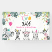 Party Animals Safari Girl Two Wild Pink Hintergrun Banner (Horizontal)