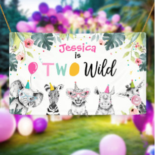 Party Animals Safari Girl Two Wild Pink Hintergrun Banner