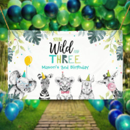 Party Animals Safari Junge 3. Geburtstag Hintergru Banner