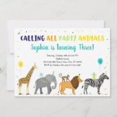 Party Animals Safari Jungle Geburtstag Einladung (Vorderseite)