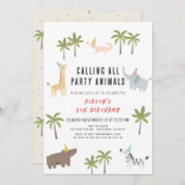 Party Animals Safari Kindergeburtstag Einladung (Vorne/Hinten)