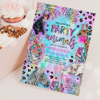 Party Animals Safari Neon Rainbow Cheetah Birthday