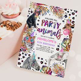 Party Animals Safari Rainbow Cheetah Birthday Einladung