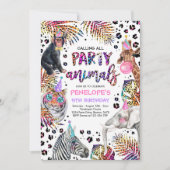 Party Animals Safari Rainbow Cheetah Birthday Einladung (Vorderseite)