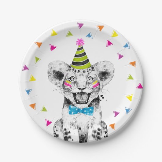 Party Animals Safari Wild Tiger Jungle Birthday Pappteller (Vorderseite)
