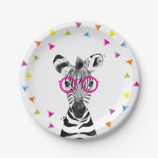 Party Animals Safari Wild Zebra Jungle Birthday  Pappteller (Vorderseite)
