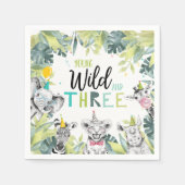 Party Animals Safari Young Wild und Drei Geburtsta Serviette (Vorderseite)