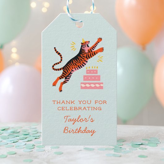 Party Animals Tiger Kids Birthday Thank You Geschenkanhänger