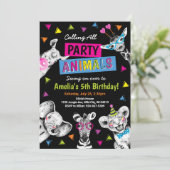 Party Animals Wild Safari Birthday Party Einladung (Stehend Vorderseite)