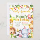Party Animals Wild Safari Kindergeburtstag Einladung (Vorderseite)