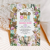 Party Animals Wild Safari Pink Lilac Baby Dusche I Einladung