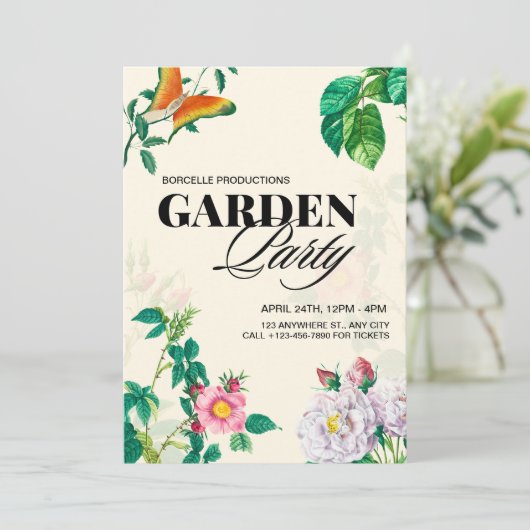 Party Antique Garden Einladung (Stehend Vorderseite)