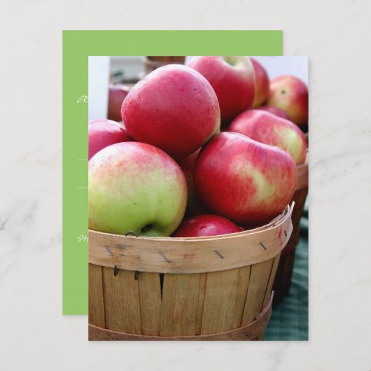 Party-Antwortkarte für frische Äpfel im Korb Einladung (Vorne/Hinten)