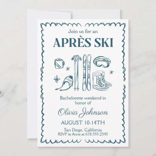 Party Apres Ski Bachelorette Einladung (Vorderseite)