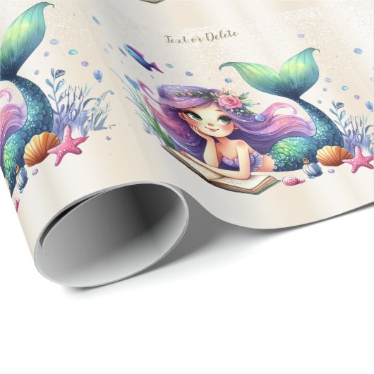 Party Aquarell Meerjungfrau Seebad Niedlich Schöne Geschenkpapier (Rolleneckpunkt)