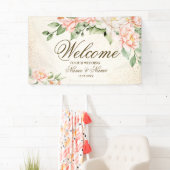 Party Aquarell Peach Weiße Blume Elegante Banner (Insitu)