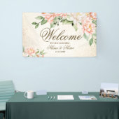 Party Aquarell Peach Weiße Blume Elegante Banner (Messeveranstaltung)