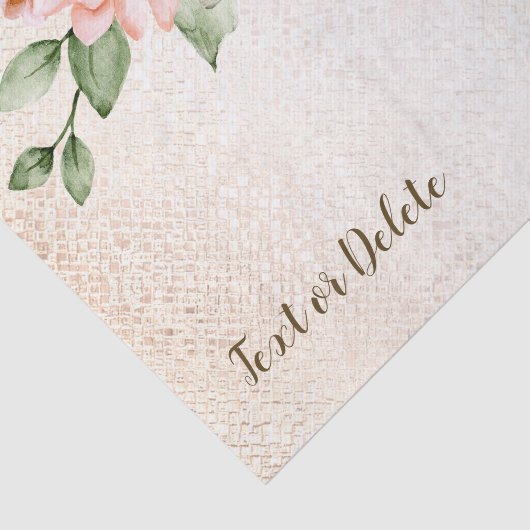 Party Aquarell Peach Weiße Blume Elegante Seidenpapier (Ausschnitt)
