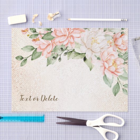 Party Aquarell Peach Weiße Blume Elegante Seidenpapier