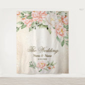 Party Aquarell Peach Weiße Blume Elegante Wandteppich (Vorderseite)