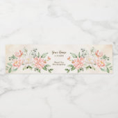 Party Aquarell Peach Weiße Blume Elegante Wasserflaschenetikett (Einzelnes Label)