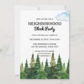 Party "Aquarellkiefern" Einladung (Vorderseite)