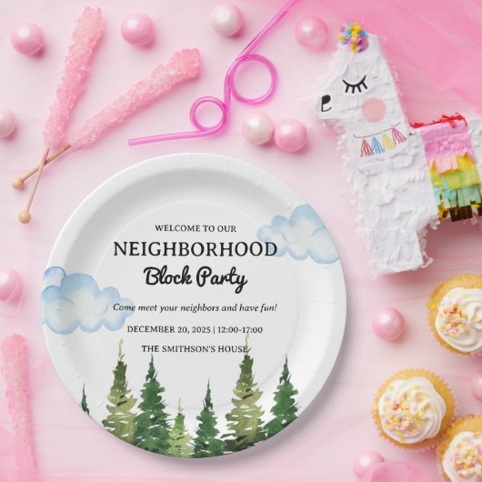 Party "Aquarellkiefern" Pappteller (Party)