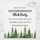 Party "Aquarellkiefern" Weinetikett (Einzelnes Label)