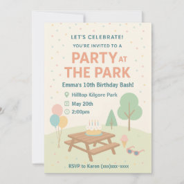 Party at The Park Birthday Invitation Einladung