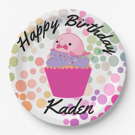 Party auf dem Birthday Blobfish Paper Plate Pappteller (Vorderseite)