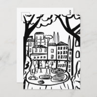 Party auf der Terrasse Whimsical City Hand Drawn