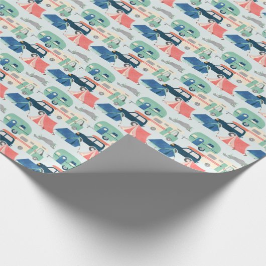 Party aus cool gekacheltem Camping Geschenkpapier (Ecke)