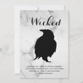 Party aus elegantem Marmor Rabe Halloween Einladung (Vorderseite)