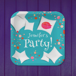 Party aus geschlachtetem Gummi, farbige Katze und  Pappteller