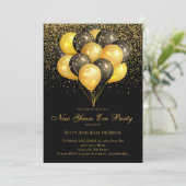 Party aus Gold und Schwarz-Silvester Einladung (Stehend Vorderseite)