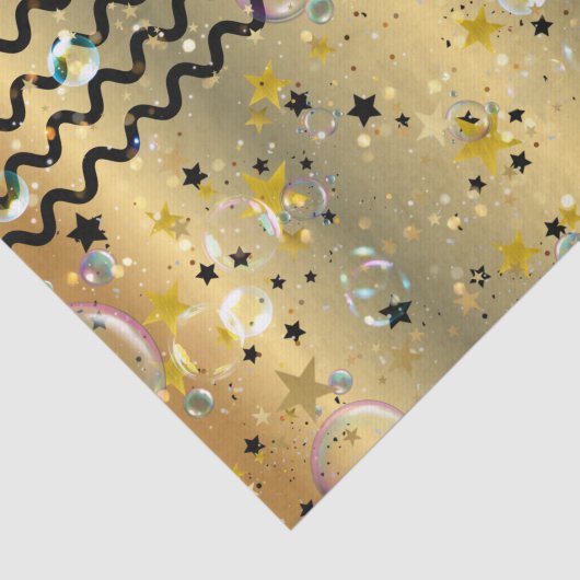 Party aus Gold und schwarzen Sternen Seidenpapier (Ausschnitt)